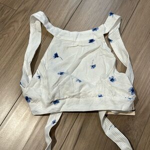 Micro crop top with open back and tie closure